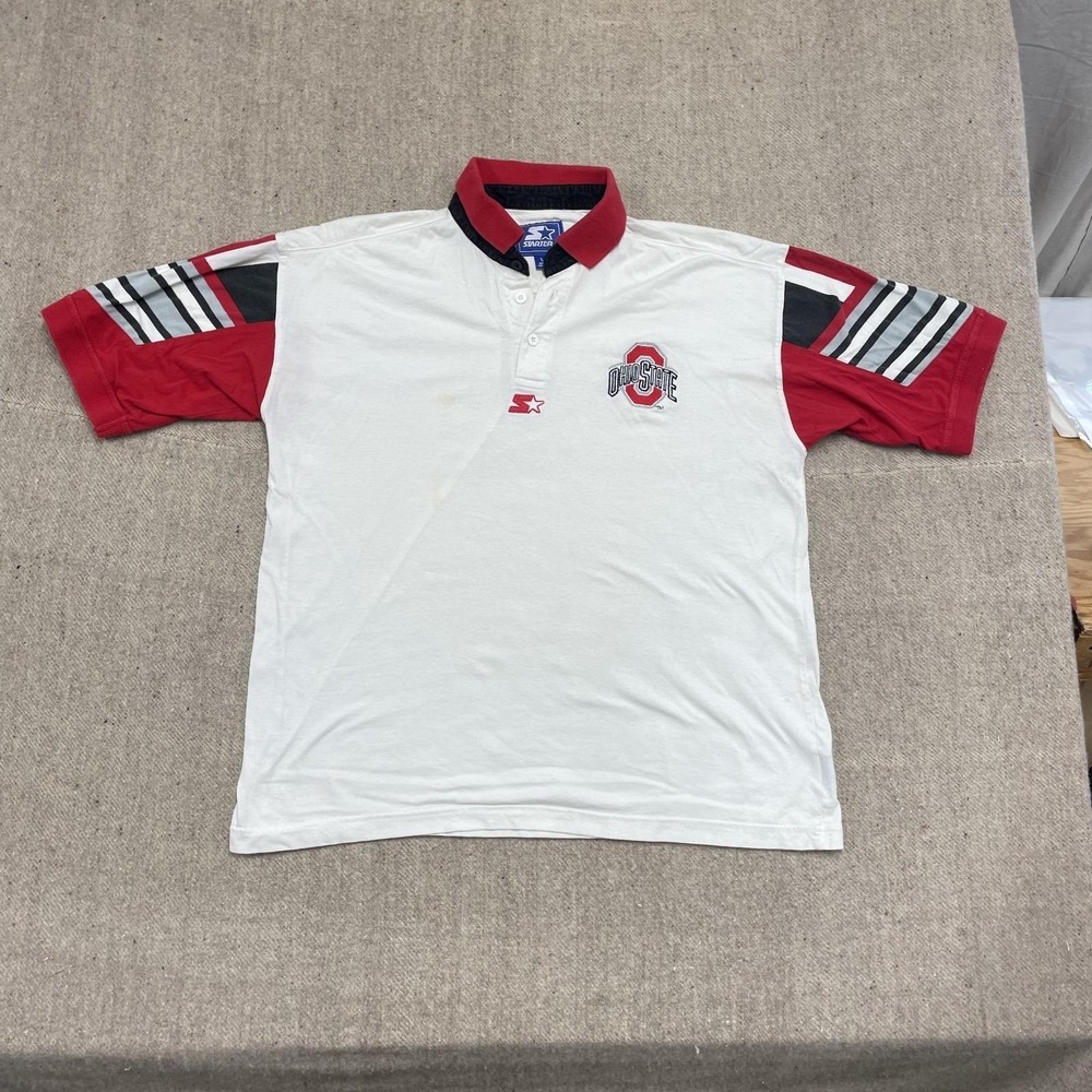 vintage Ohio State University polo shirt mens large White 1990s‎ Starter